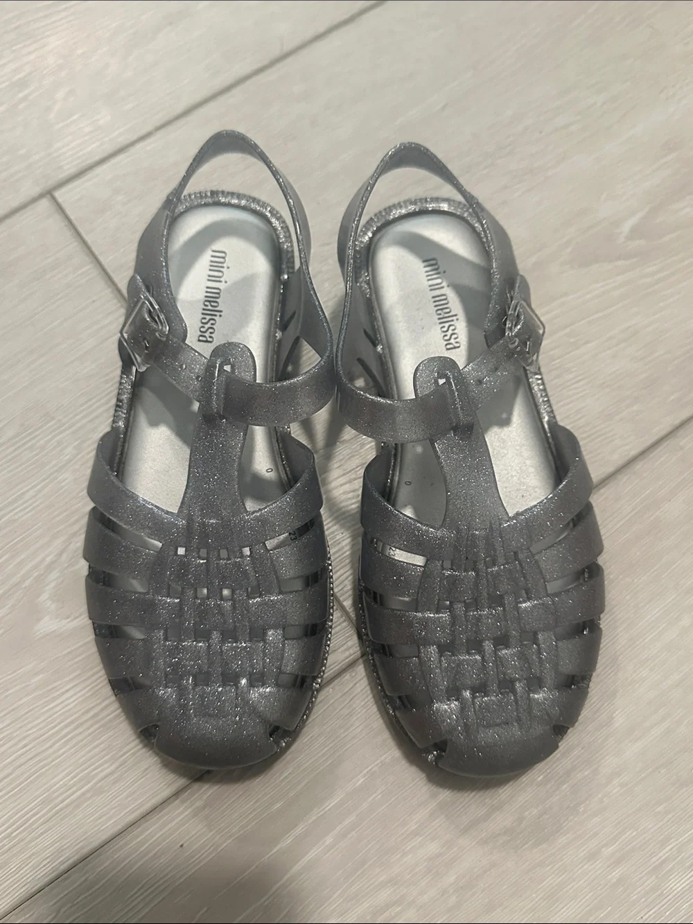 Mini Melissa Girls' Glitter Jelly Possession Sandals - Silver